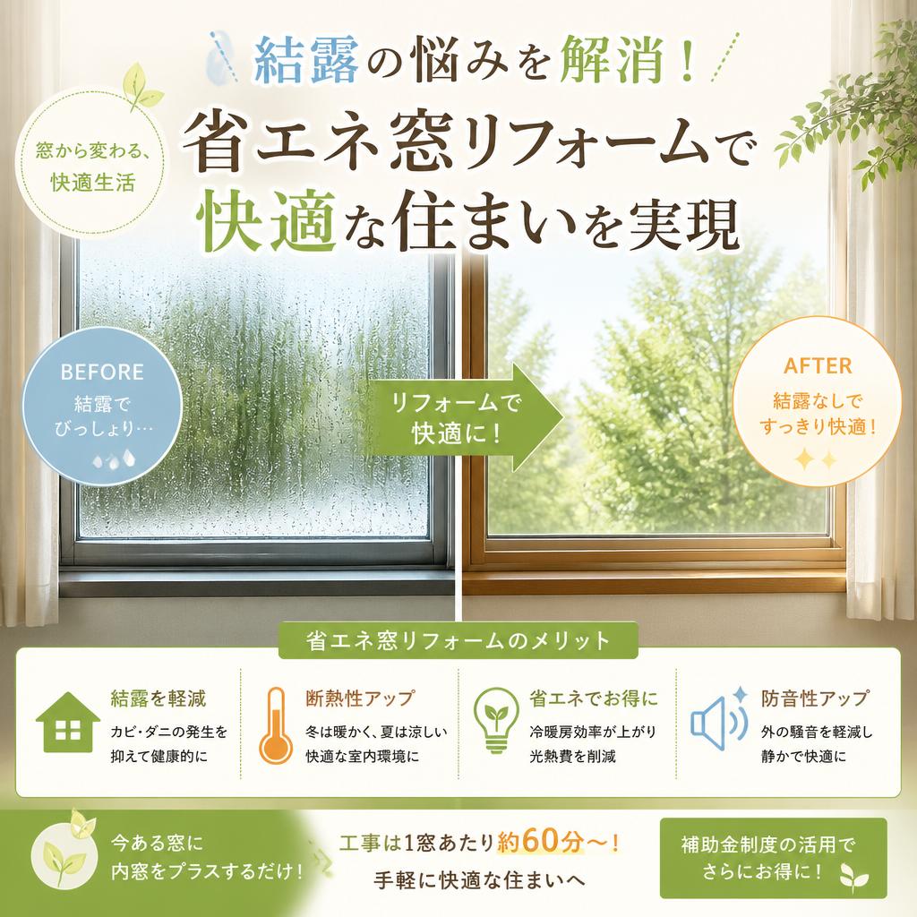 結露の悩みを解消！省エネ窓リフォームで快適な住まいを実現